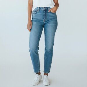 Women's Levi 505 Straight Leg Blue Denim Jeans-Size 14 S-Red Tag/Leather Patch